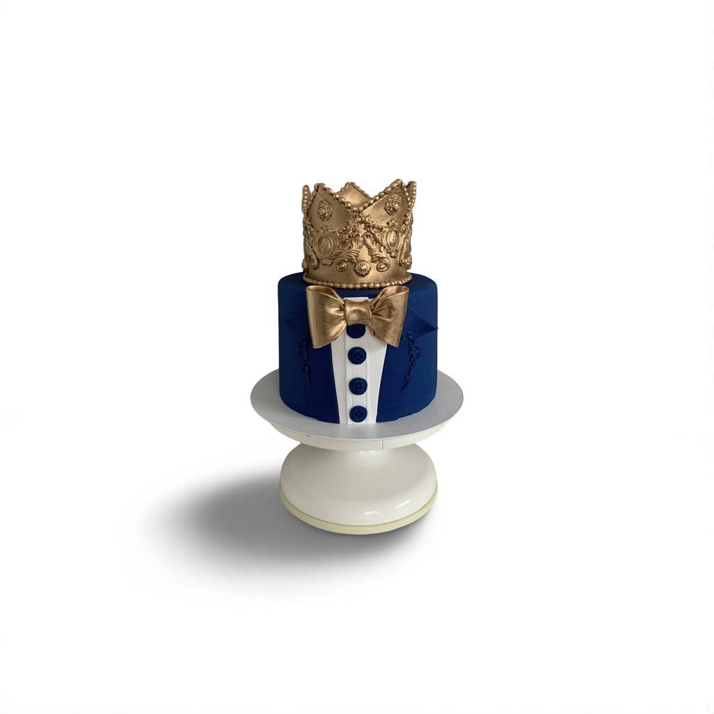 Tort z koroną granatowy 1 Ręcznie robiony tort urodzinowy na zamówienie w Warszawie – dekoracyjny tort w różnych stylach, idealny na każdą okazję