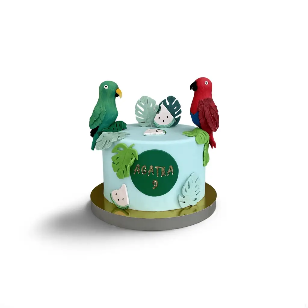 Tort Papugi 1 Ręcznie robiony tort urodzinowy na zamówienie w Warszawie – dekoracyjny tort w różnych stylach, idealny na każdą okazję