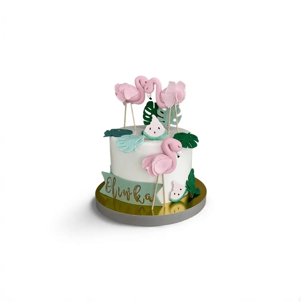 Tort flamingi 1 Ręcznie robiony tort urodzinowy na zamówienie w Warszawie – dekoracyjny tort w różnych stylach, idealny na każdą okazję