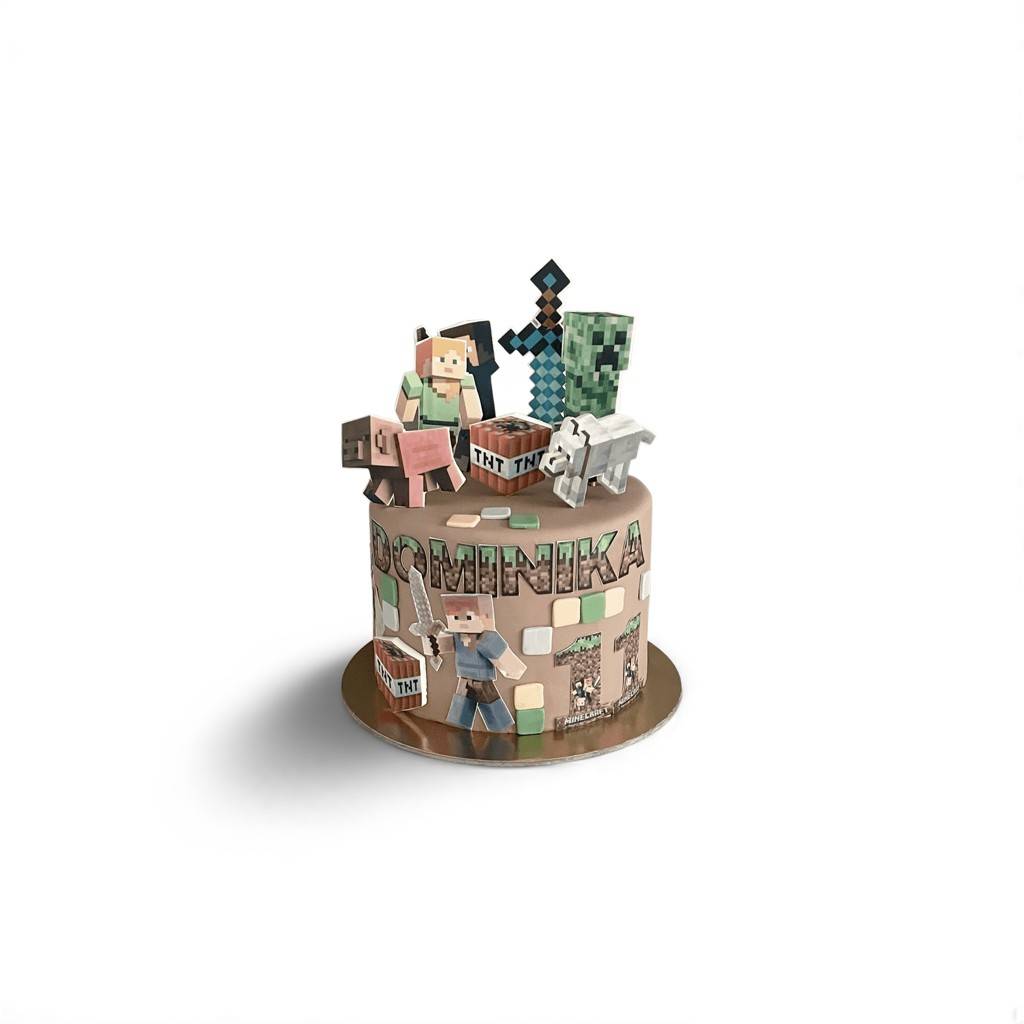 Tort Minecraft 1 Ręcznie robiony tort urodzinowy na zamówienie w Warszawie – dekoracyjny tort w różnych stylach, idealny na każdą okazję