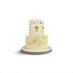 Tort na komunię falbankowy